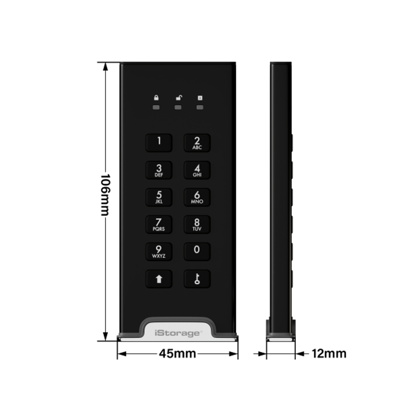 Istorage Diskashur M2 USB3 256-BIT 2TB USB Type-A / USB Type-C Svart