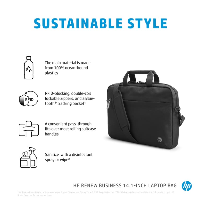 HP Renew Business 14.1" Polyesteri Musta