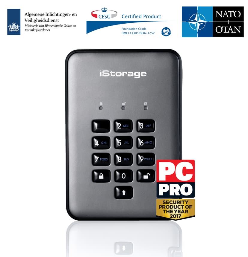 Istorage diskAshur PRO2 256-BIT 1TB NATO Classified Svart