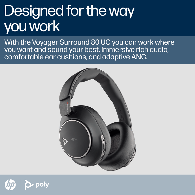 HP Voyager Surround 80 Stereo USB-A, USB-C Microsoft Teams Sort