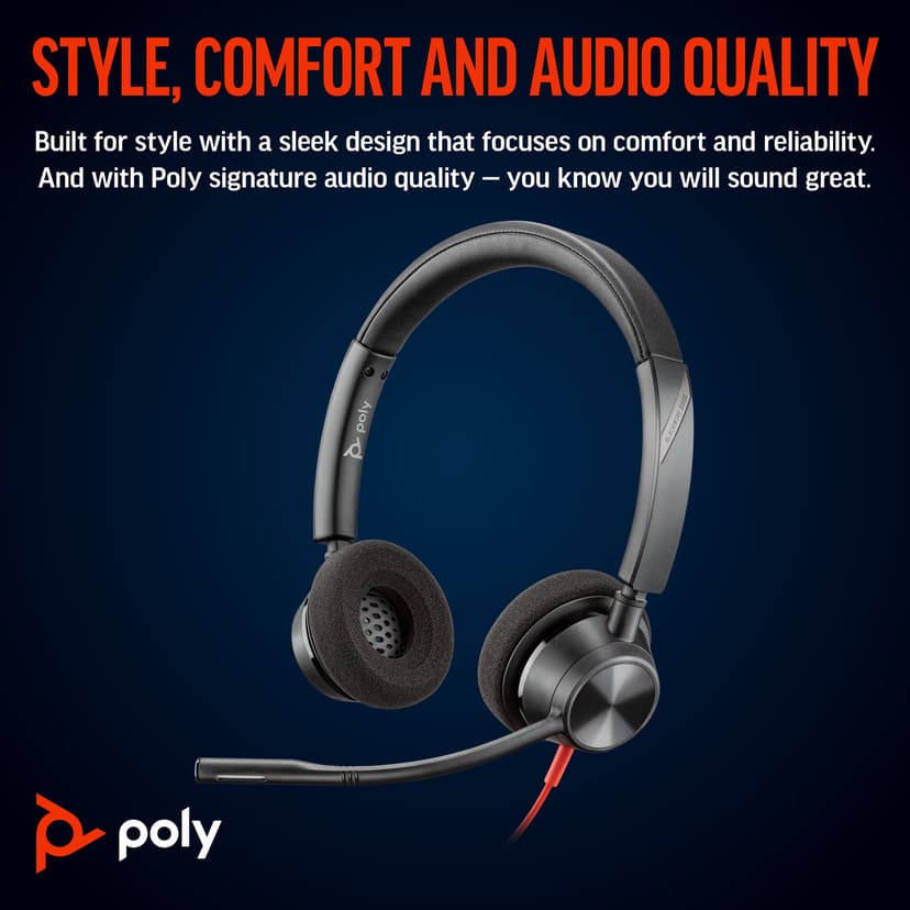HP Poly Blackwire 3320 Stereo USB-C Svart