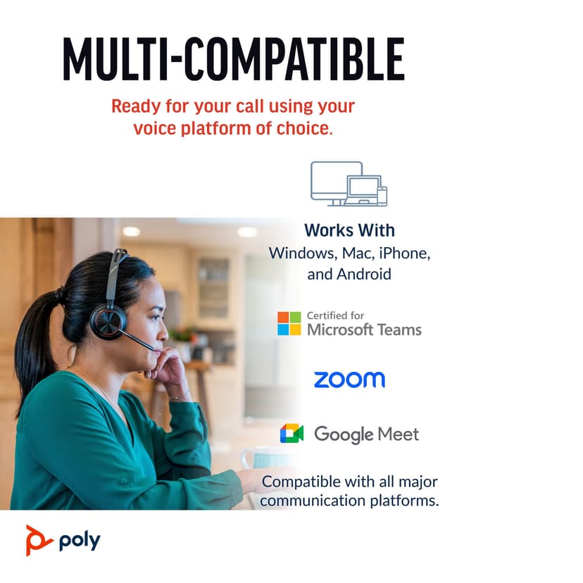 HP Poly Voyager Focus 2 UC, Microsoft Teams Musta