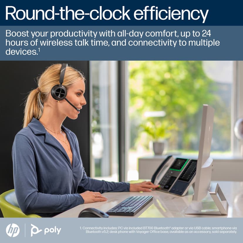 HP Poly Voyager 4320 med ladestander USB Type-A Microsoft Teams Sort