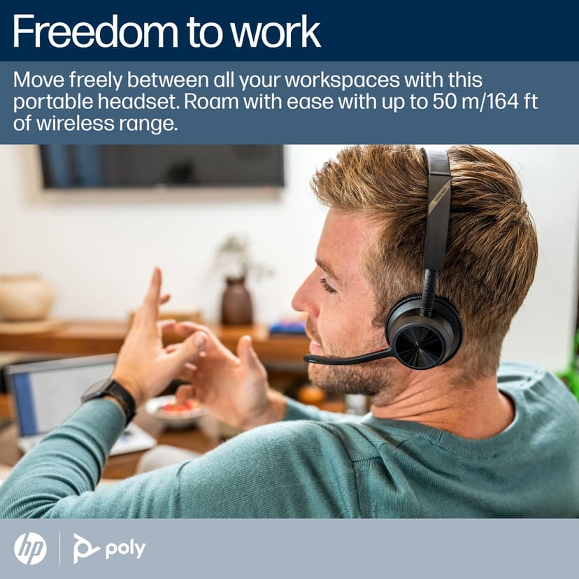 HP Poly Voyager 4320 med laddningsställ USB Type-A Microsoft Teams Svart