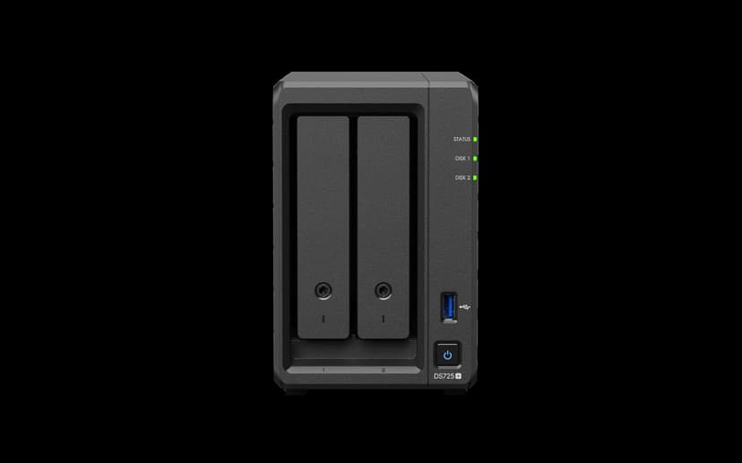 Synology DiskStation DS725+ datalagringsserver NAS Ryzen Embedded R1600 4 GB DDR4 0 TB Sort