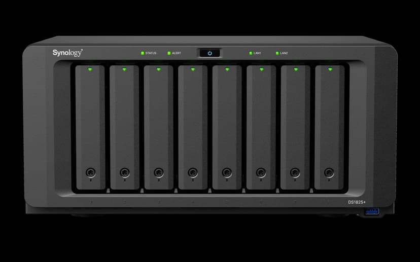 Synology DiskStation DS1825+ datalagringsserver NAS Ryzen Embedded V1500B 8 GB DDR4 0 TB Sort