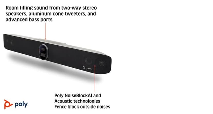 HP Poly Studio X70 med komplett videobar med TC10-kontroller