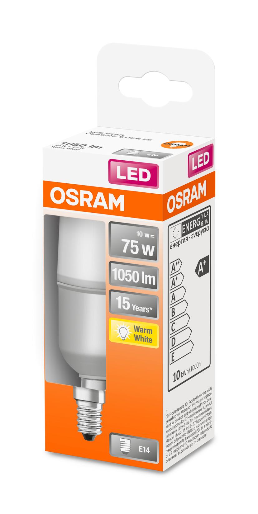 LEDVANCE LED STICK 75W/827 frostad E14