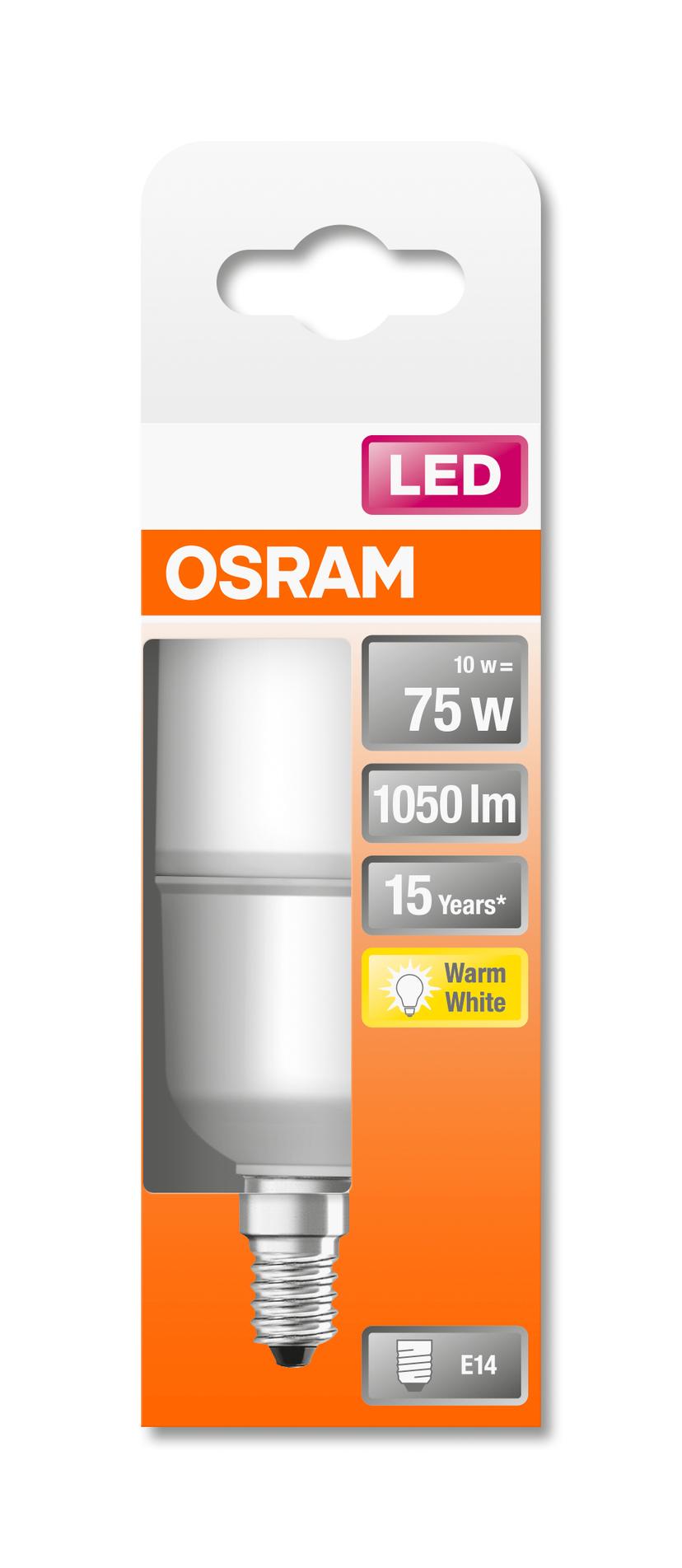 LEDVANCE LED-pinne 75 watt/827 frostet E14