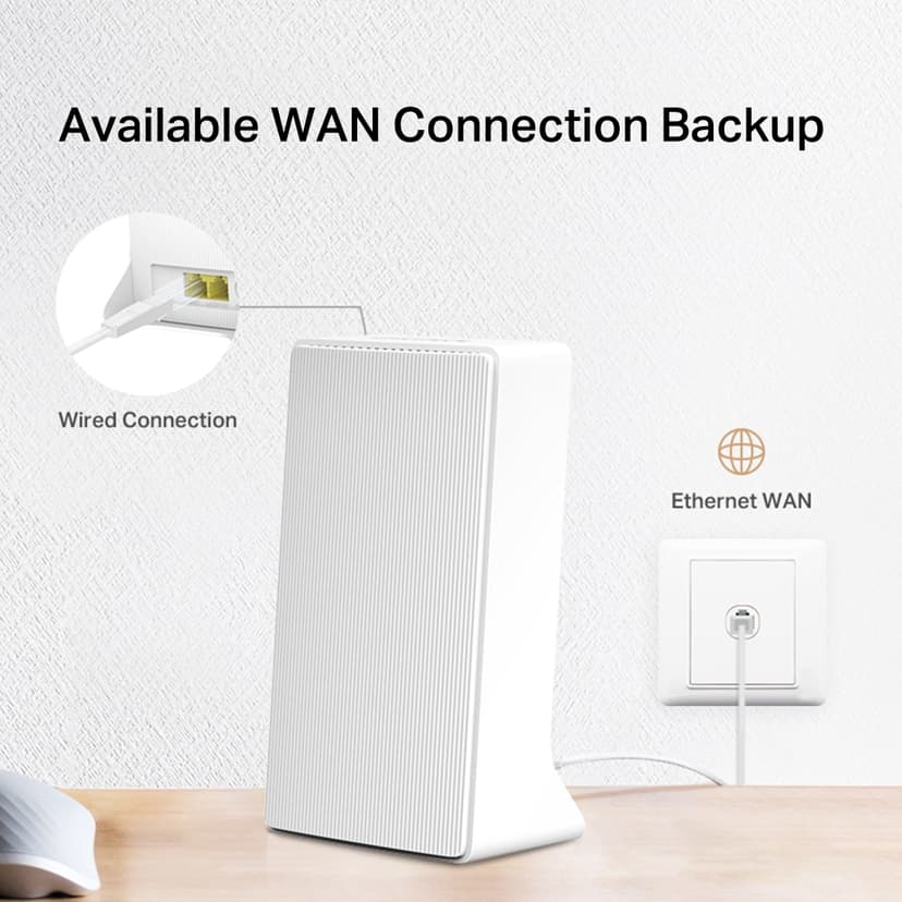 Mercusys MB130-4G trådløs ruter Ethernet Dobbelbånd (2.4 GHz / 5 GHz) Hvit