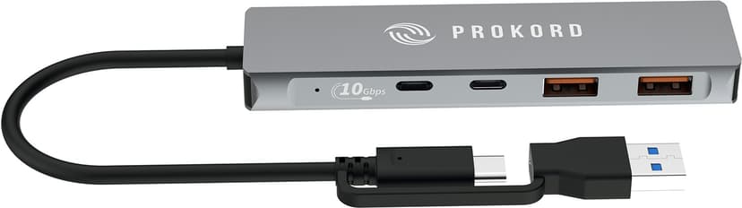 Prokord USB-C & USB-A 4-Port Hub – 10Gbps, USB 3.2 Gen 2 USB Type-C USB 3.2 Gen 2 (3.1 Gen 2) Type-A, USB 3.2 Gen 2 (3.1 Gen 2) Type-C