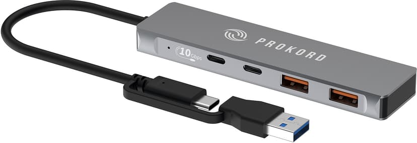 Prokord USB-C & USB-A 4-Port Hub – 10Gbps, USB 3.2 Gen 2 USB Type-C USB 3.2 Gen 2 (3.1 Gen 2) Type-A, USB 3.2 Gen 2 (3.1 Gen 2) Type-C