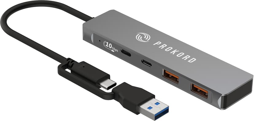 Prokord USB-C & USB-A 4-Port Hub – 10Gbps, USB 3.2 Gen 2 USB Type-C USB 3.2 Gen 2 (3.1 Gen 2) Type-A, USB 3.2 Gen 2 (3.1 Gen 2) Type-C