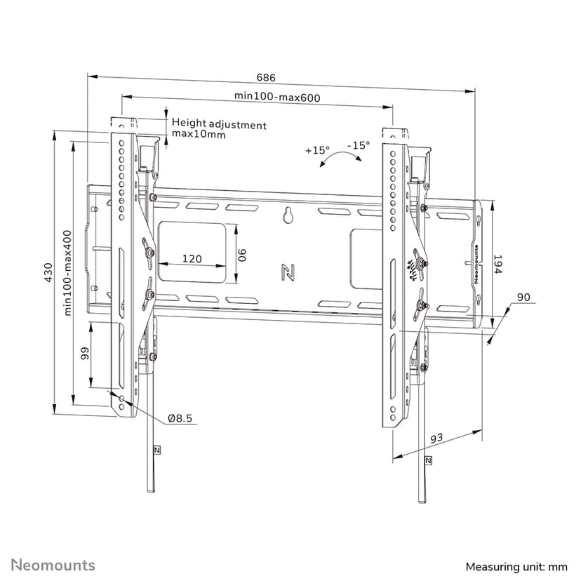 Neomounts WL35-750BL16 tv-fäste 2,18 m (86") Svart