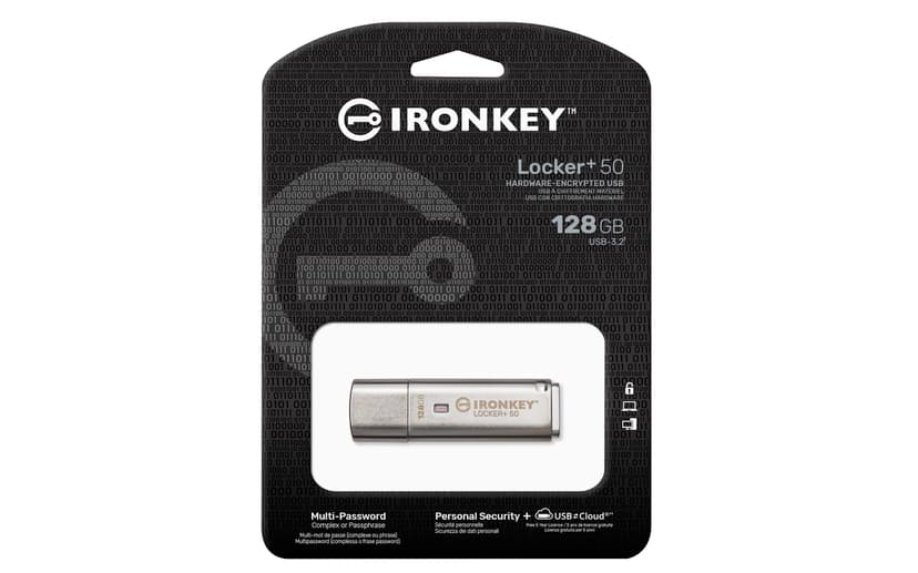 Kingston IronKey Locker+ 50 128GB USB-A Sølv