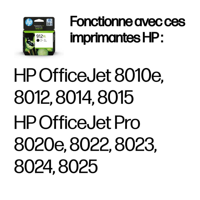 HP Muste Musta 912XL 825 Pages - OfficeJet Pro 8022/8024/8025