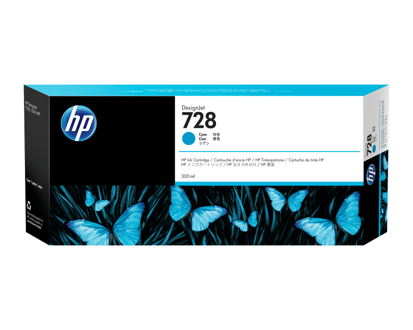 HP Muste Syaani 728 300ml - DJ T730/T830