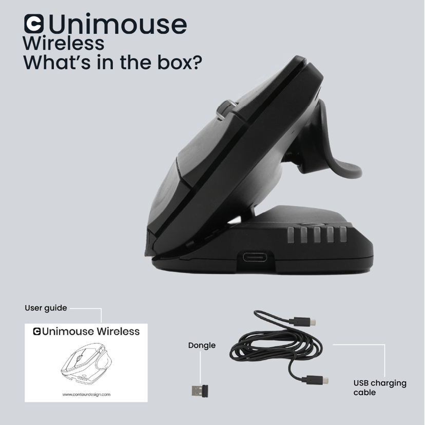 Contour Design Unimouse Right Wireless - (Kuppvare klasse 2) RF Wireless + Bluetooth + USB-A