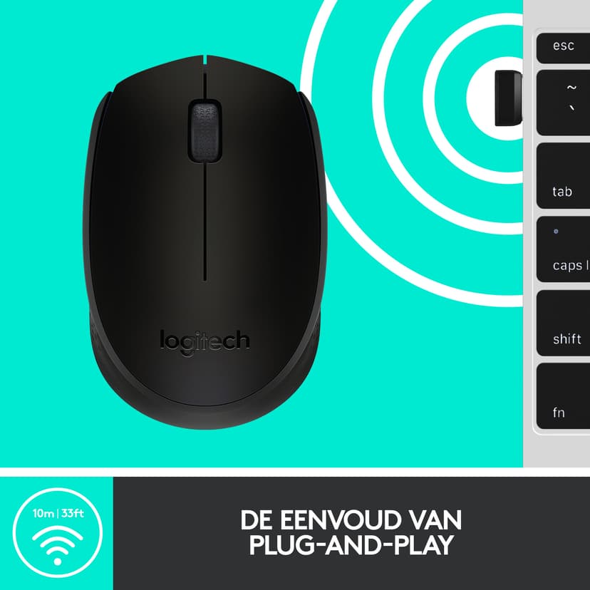 Logitech M171 RF Draadloos Muis Zwart, Grijs