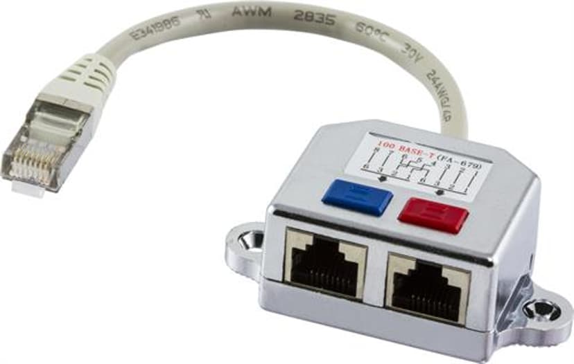 Deltaco Adapter RJ-45 0.15m Hvit, Metallisk, Svart