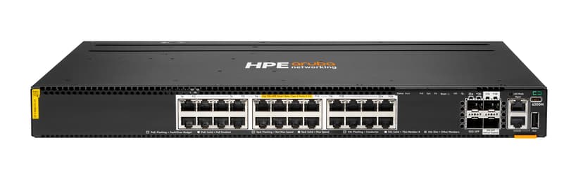 HPE Aruba Networking CX 6300M 24p Smart Rate 1G/2.5G/5G/10G Class6 PoE 2p 50G 2p 25G Switch Strömförsörjning via Ethernet (PoE) stöd