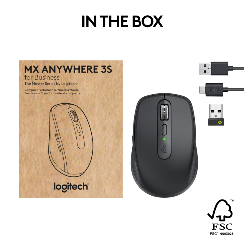 Logitech MX Anywhere 3S For Business RF-draadloos + Bluetooth Muis