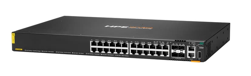 HPE Aruba Networking CX 6200F 24G Class-4 PoE 4SFP+ 370W Switch Strömförsörjning via Ethernet (PoE) stöd
