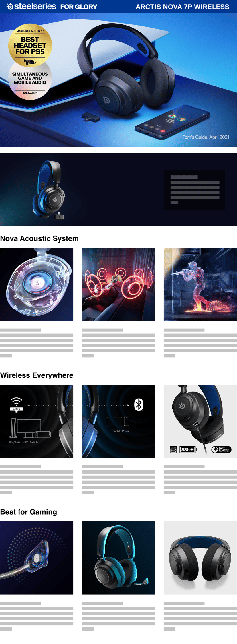 Steelseries Arctis Nova 7P USB-C Musta, Sininen