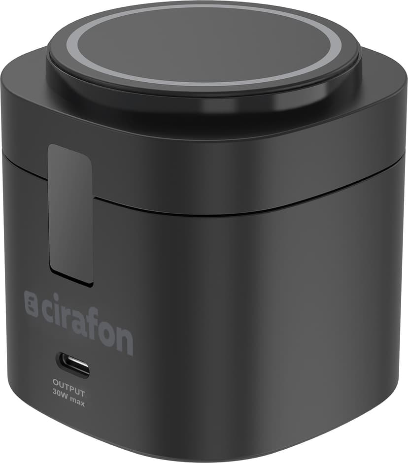 Cirafon DC-PD65WL mobilladdare Hörlurar, Mobiltelefon, Smartwatch Svart Trådlös laddning Snabb laddning inomhus Svart