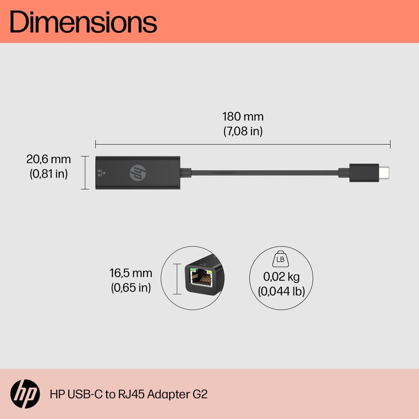 HP USB-C till RJ45 G2-adapter USB-C
