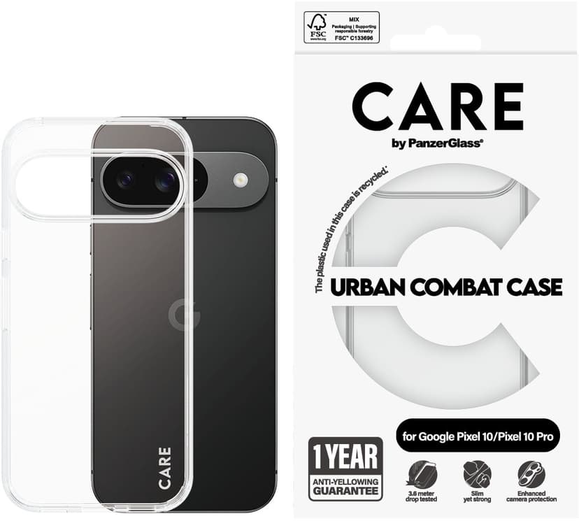 Panzerglass CARE Urban Combat Case Google Pixel 10, Google Pixel 10 Pro Läpinäkyvä