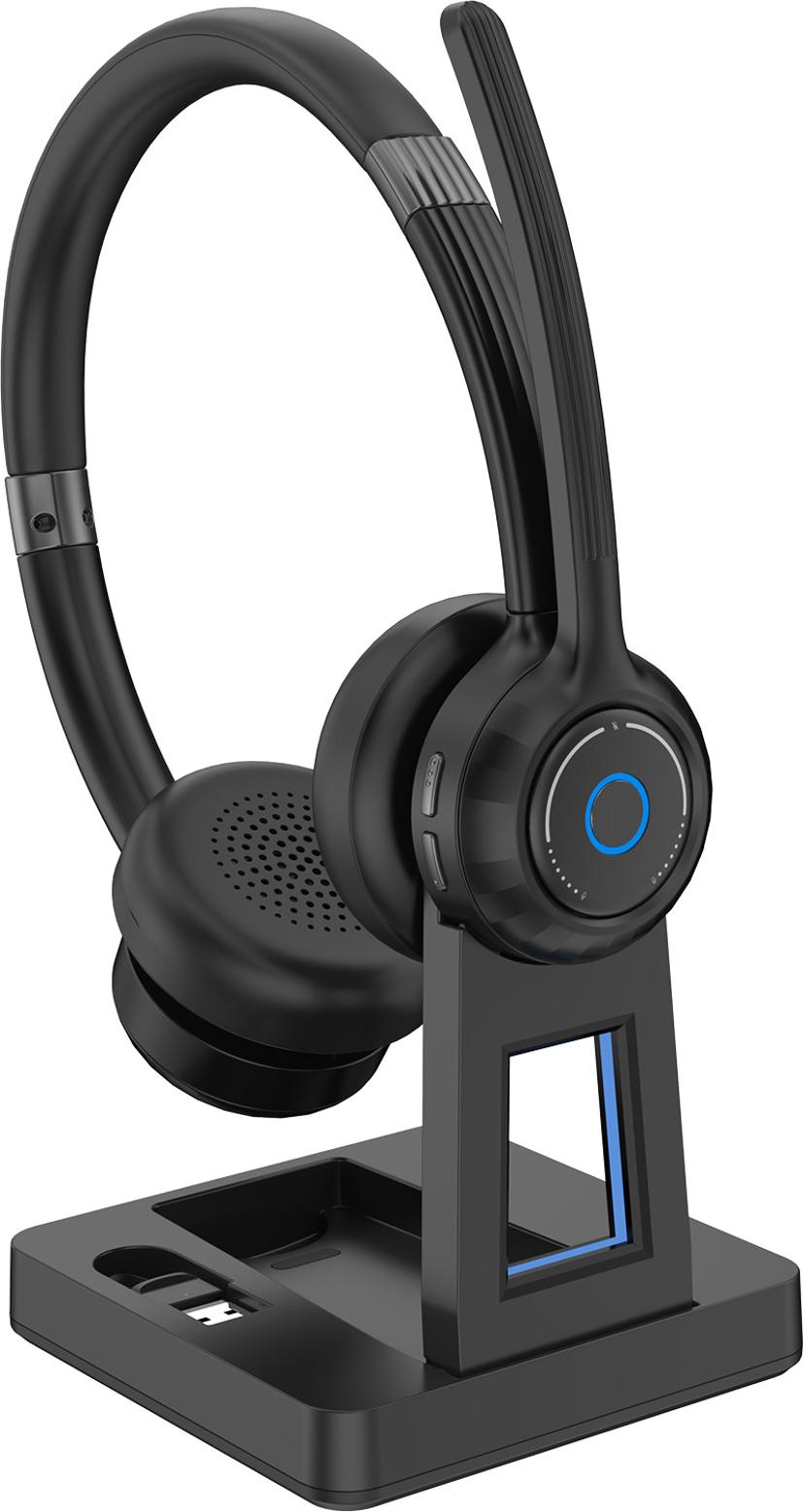 Voxicon VX-P75-B Trådlöst Headset med ENC, Bluetooth 5.3 & Laddningsstäl Stereo USB-A Svart