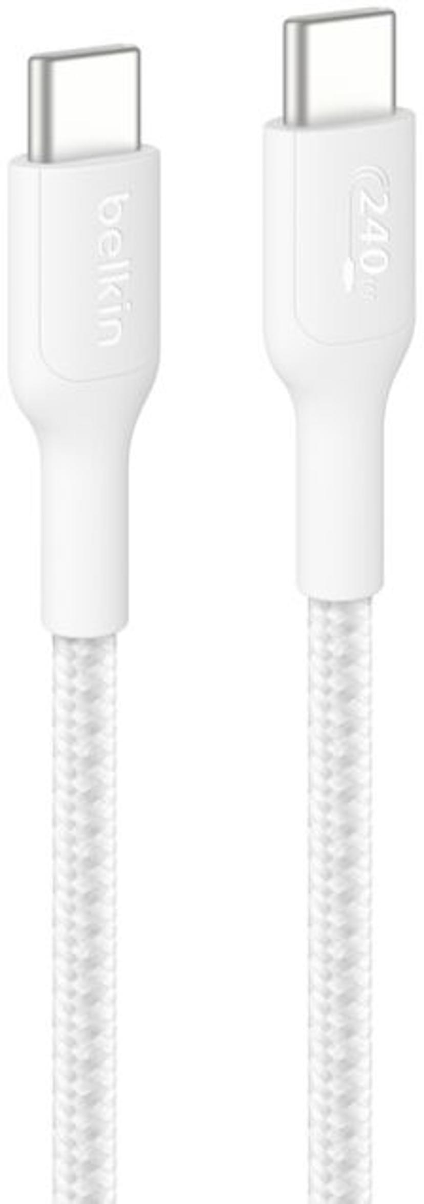 Belkin 240W 2.0 Braided PCR Cable 2m USB-C USB-C Hvid