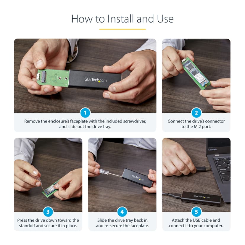 Startech M.2 SATA-kabinet til ekstern SSD - USB 3.0 med UASP