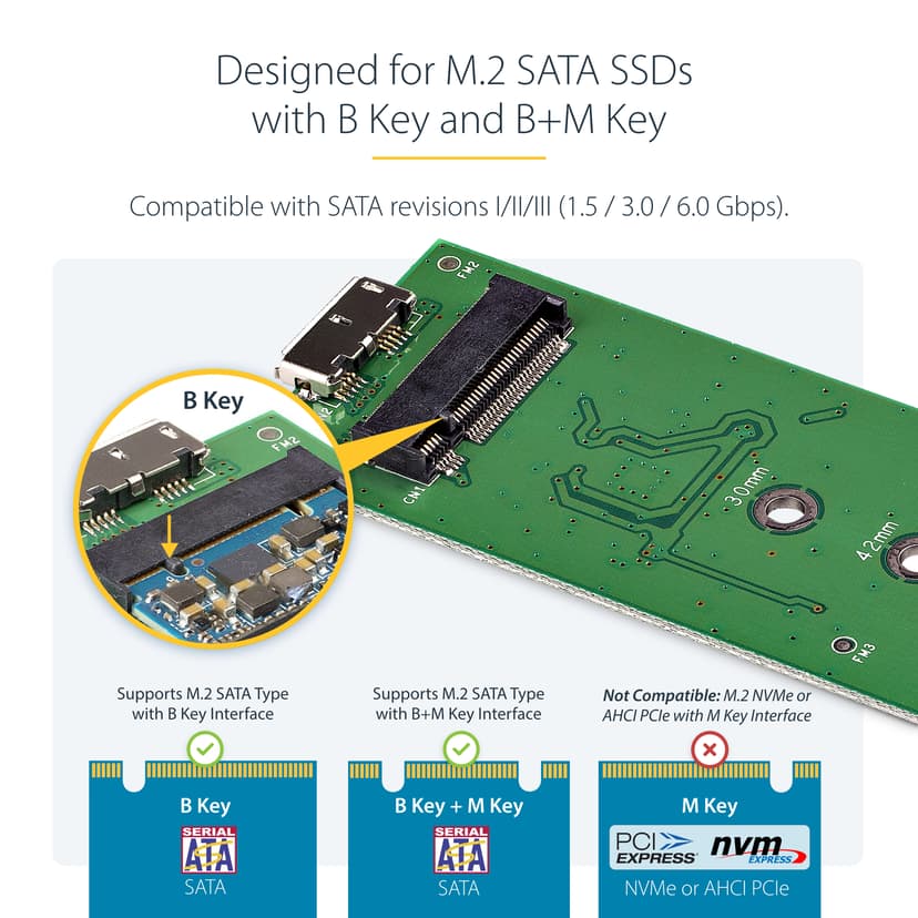 Startech M.2 SATA-kabinett til ekstern SSD – USB 3.0 med UASP