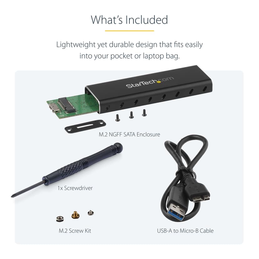 Startech M.2 SATA-kabinett til ekstern SSD – USB 3.0 med UASP