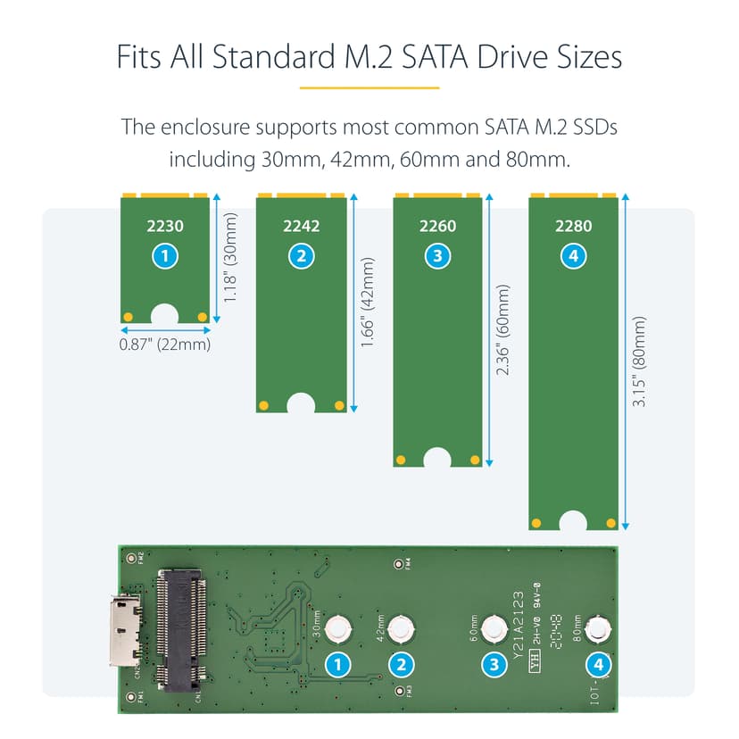 Startech M.2 SATA-kabinet til ekstern SSD - USB 3.0 med UASP