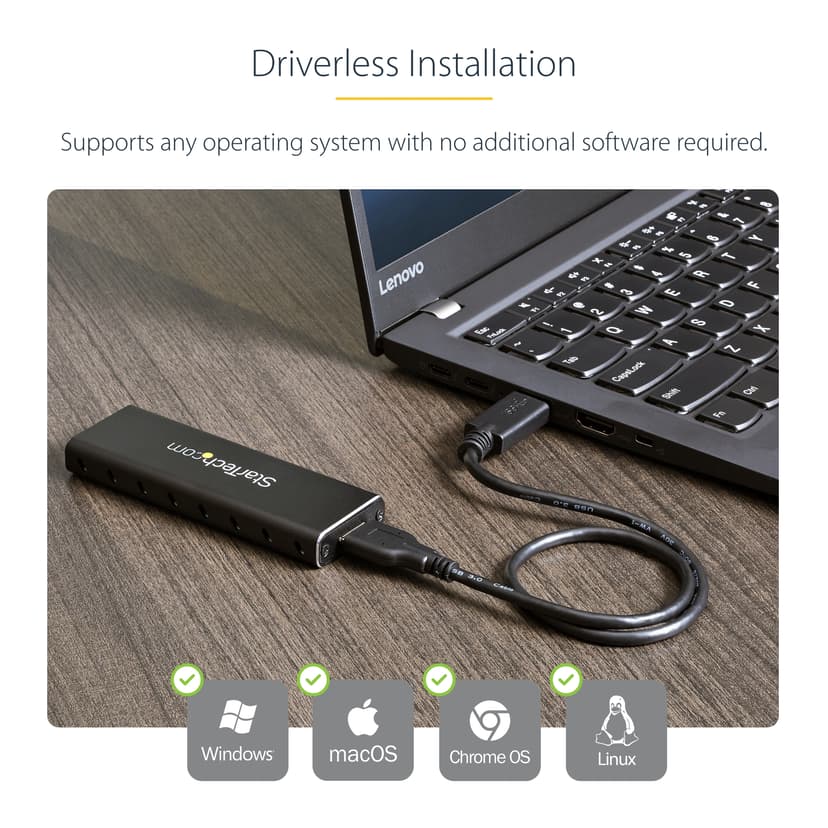 Startech M.2 SATA-kabinett til ekstern SSD – USB 3.0 med UASP