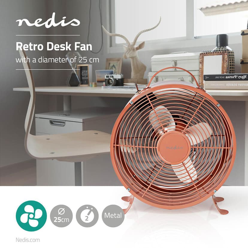 Nedis Table Fan 2-Speed Pink