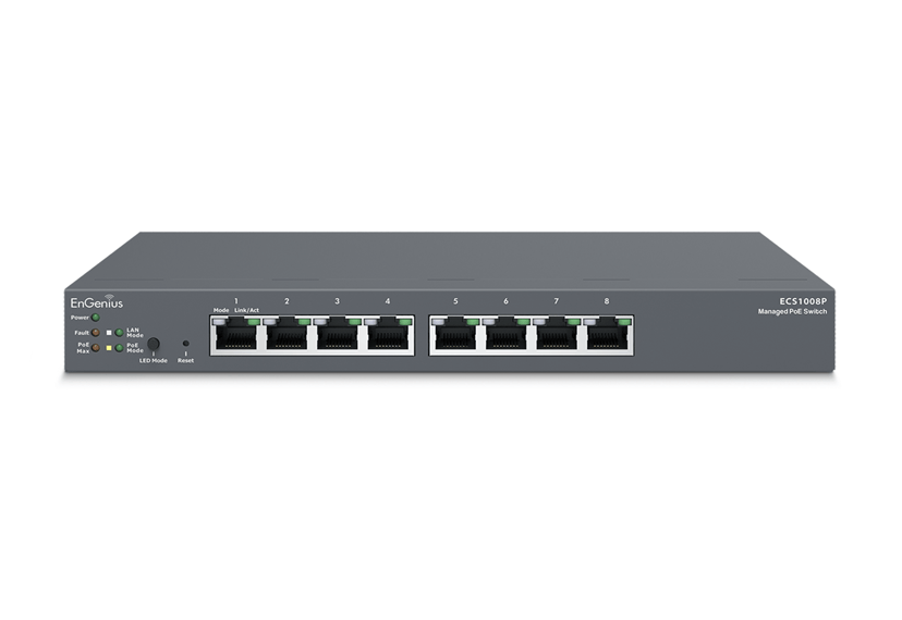 Engenius ECS1008P verkkokytkin Hallittu L2 Gigabit Ethernet (10/100/1000) Power over Ethernet -tuki musta