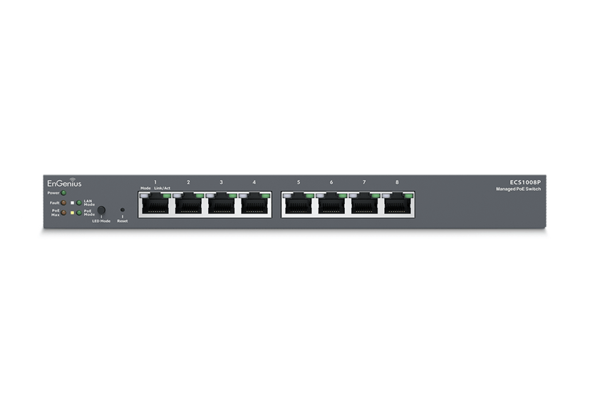 Engenius ECS1008P nettverkssvitsj Håndtert L2 Gigabit Ethernet (10/100/1000) Strøm over Ethernet (PoE) Sort