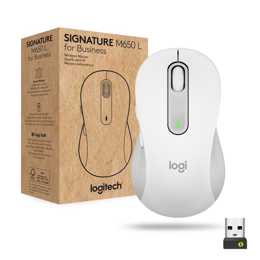 Logitech Signature M650 Large for Business Bluetooth Mus Hvid