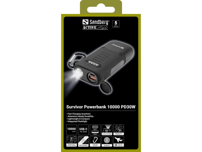 Sandberg Survivor Powerbank PD30W 10000mAh 10000mAh Svart