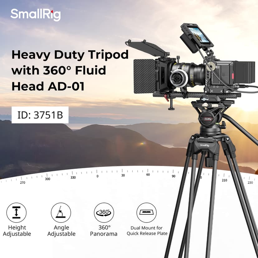 Smallrig 3751 Video Tripod with Fluid Head AD-01