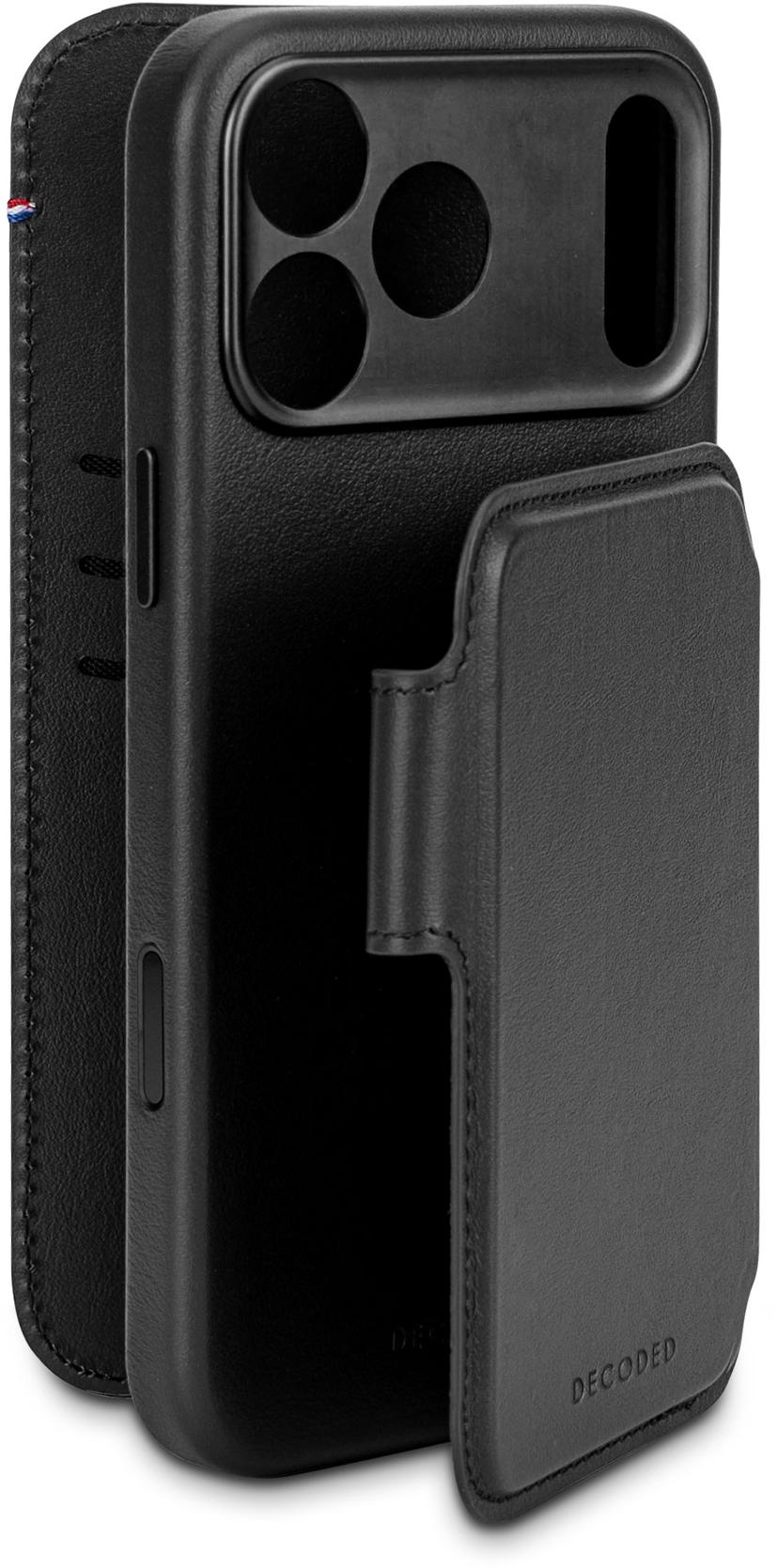 Decoded Leather Detachable Wallet iPhone 17 Pro Musta