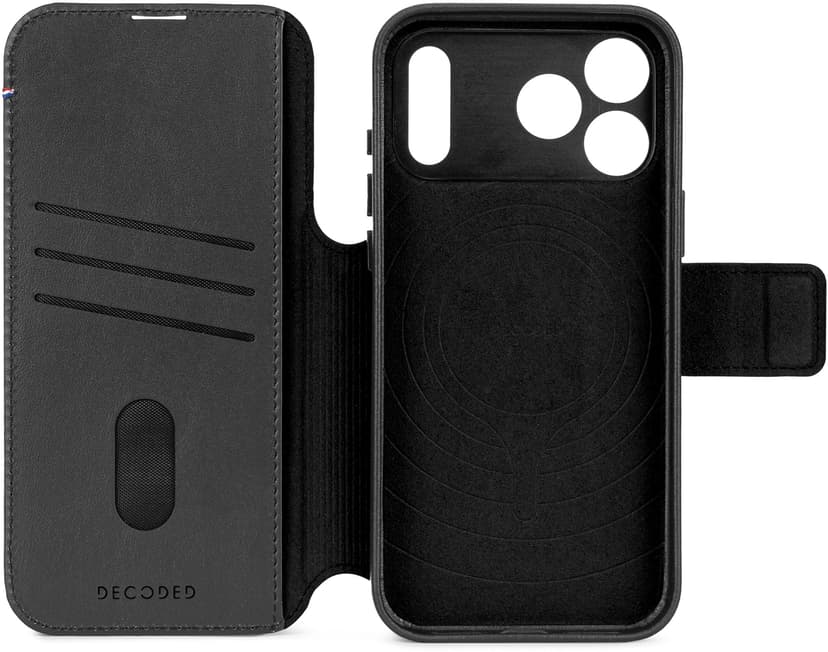 Decoded Leather Detachable Wallet iPhone 17 Pro Max Musta