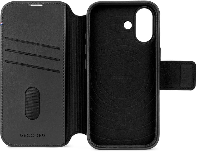 Decoded Leather Detachable Wallet iPhone 17 Musta