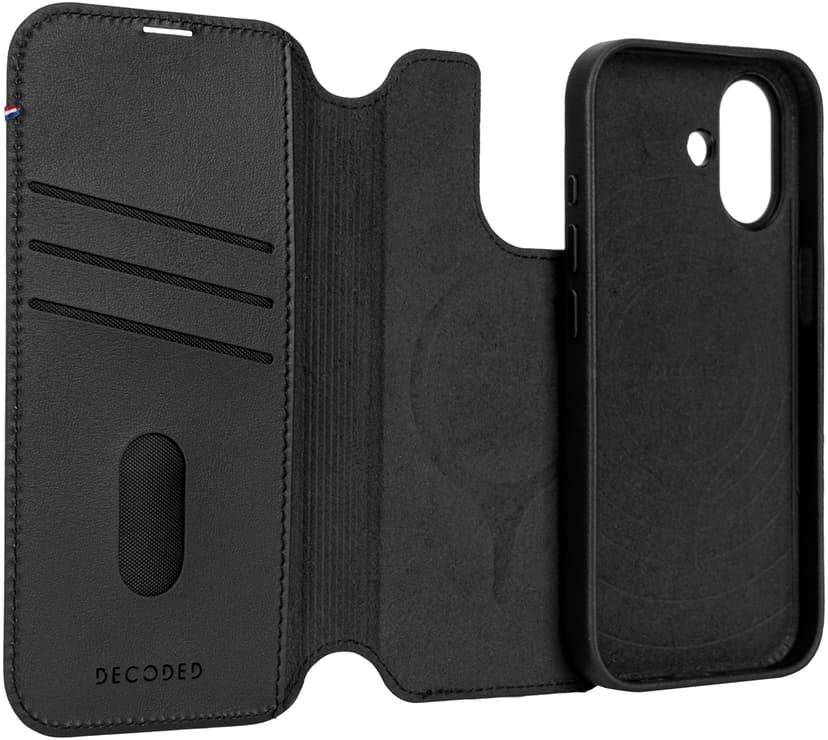 Decoded Leather Detachable Wallet iPhone 17 Musta