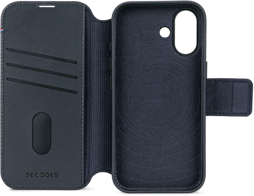 Decoded Leather Detachable Wallet iPhone 17 Marinblå
