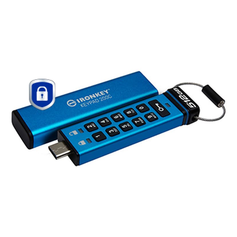 Kingston IronKey KeyPad 200 512GB USB-C Sininen